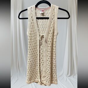 Tommy Hilfiger Beige Crochet Knit Duster Cardigan